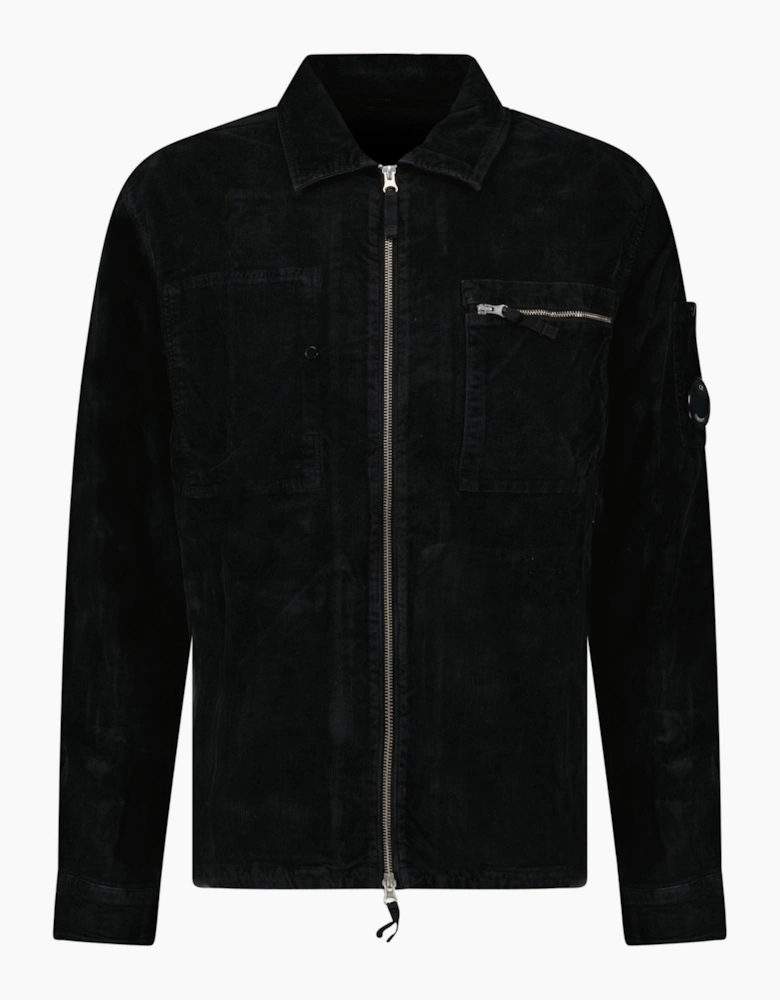 CP Company Corduroy Lens Zipped Overshirt in Black