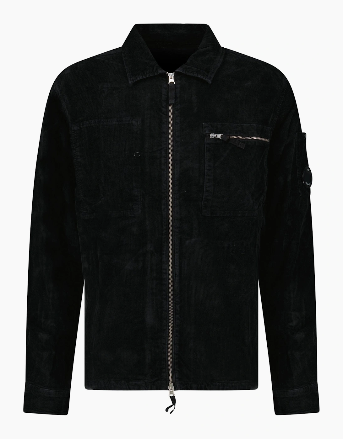 CP Company Corduroy Lens Zipped Overshirt in Black