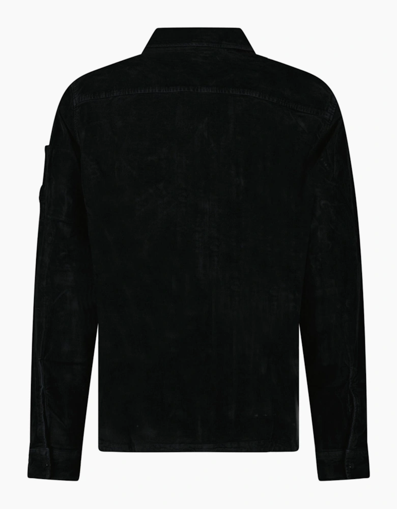 CP Company Corduroy Lens Zipped Overshirt in Black