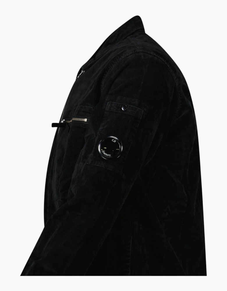 CP Company Corduroy Lens Zipped Overshirt in Black