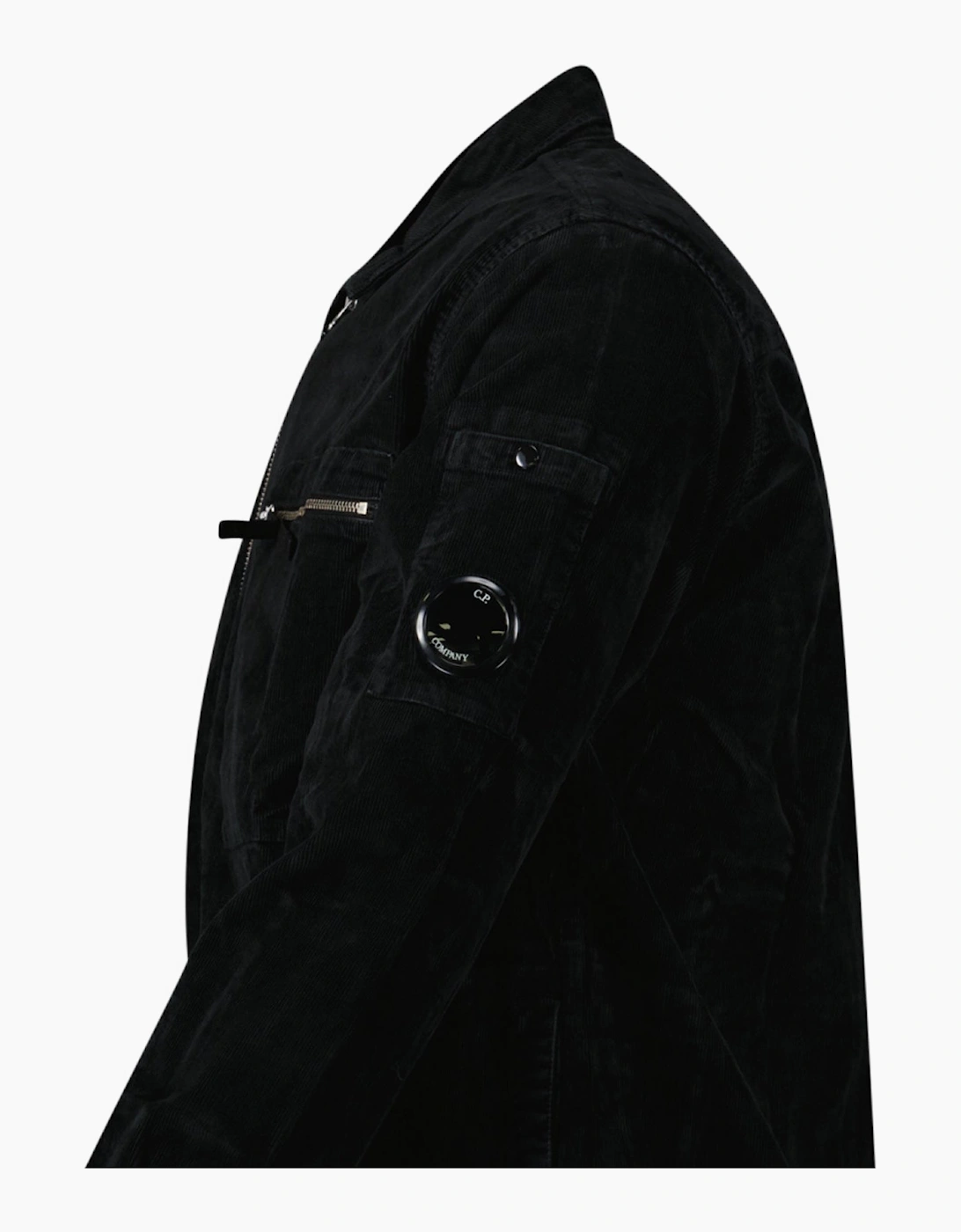 CP Company Corduroy Lens Zipped Overshirt in Black