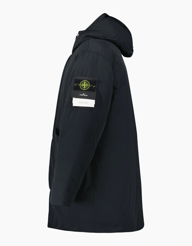 Stone Island Micro Twill Long Parka in Black
