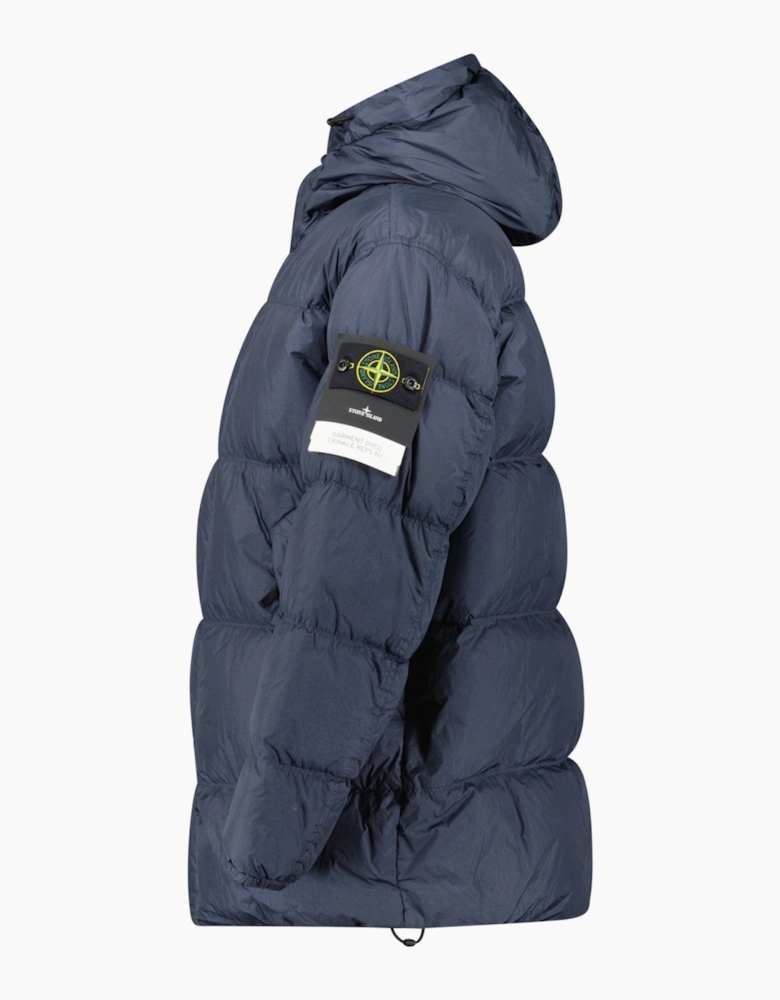Stone Island Hooded Down Crinkle Reps NY Jacket in Navy