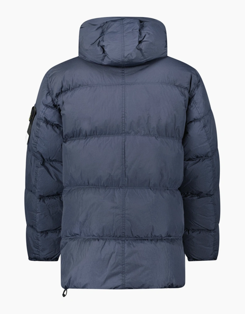 Stone Island Hooded Down Crinkle Reps NY Jacket in Navy