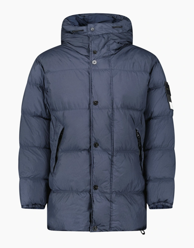 Stone Island Hooded Down Crinkle Reps NY Jacket in Navy