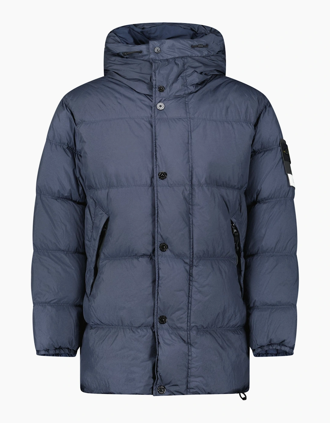 Stone Island Hooded Down Crinkle Reps NY Jacket in Navy