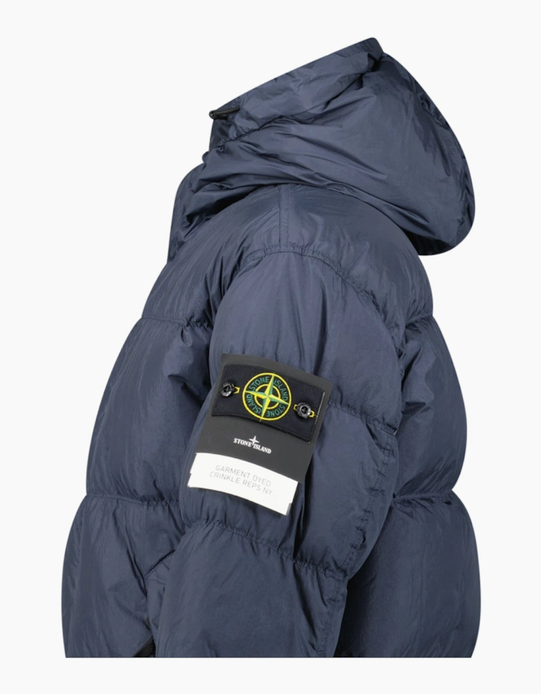 Stone Island Hooded Down Crinkle Reps NY Jacket in Navy