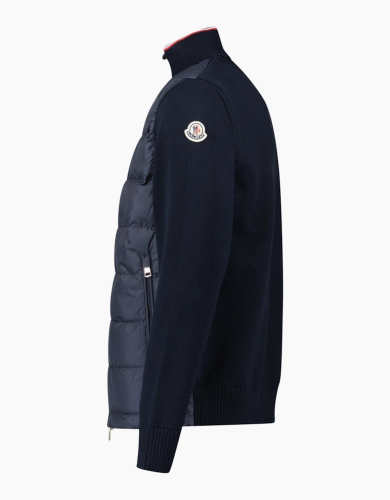 Moncler Down-Panelled Cotton Cardigan in Navy