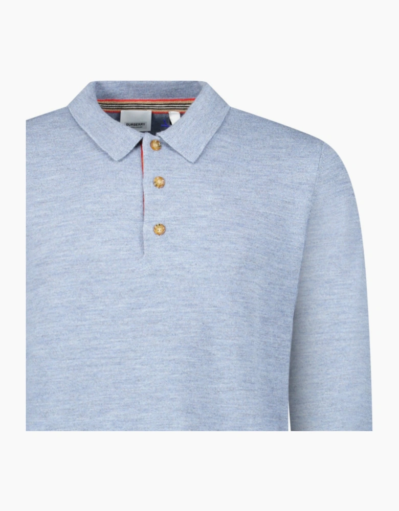 Burberry 'Pace' Signature Stripe Wool Polo Mid Blue
