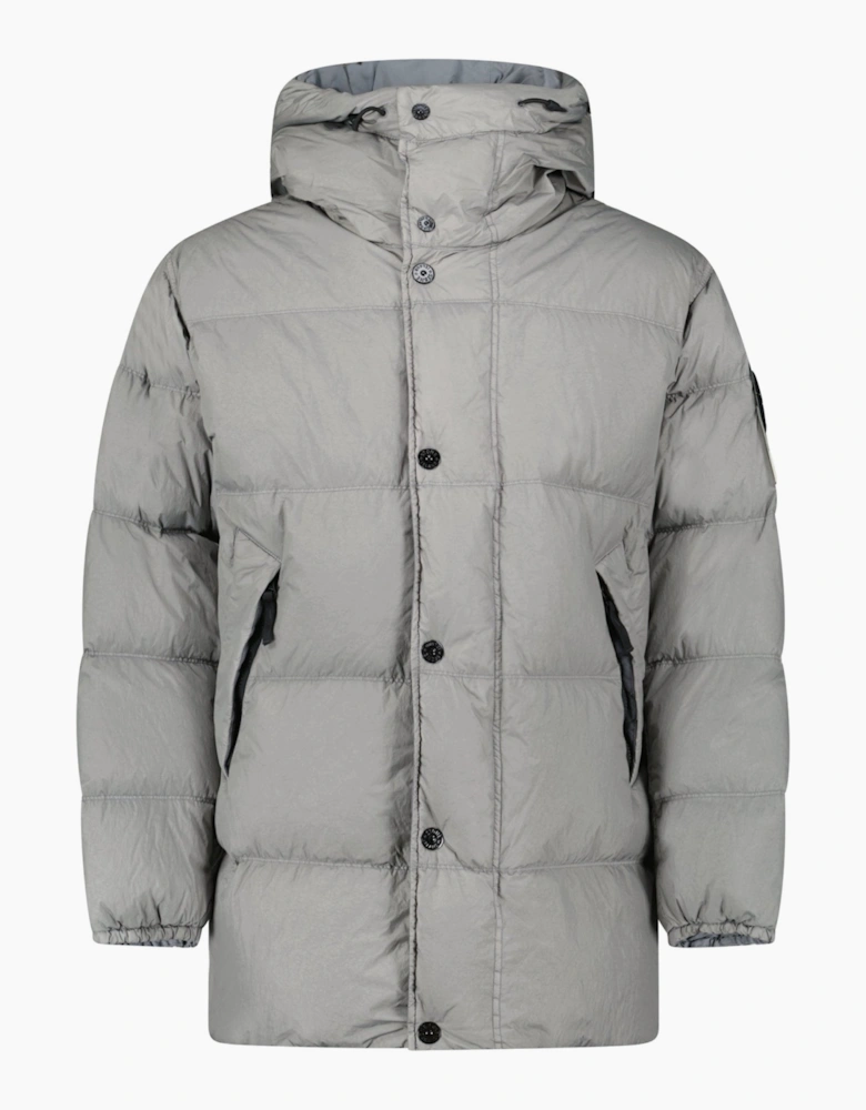 Stone Island Hooded Down Crinkle Reps NY Jacket in Cement