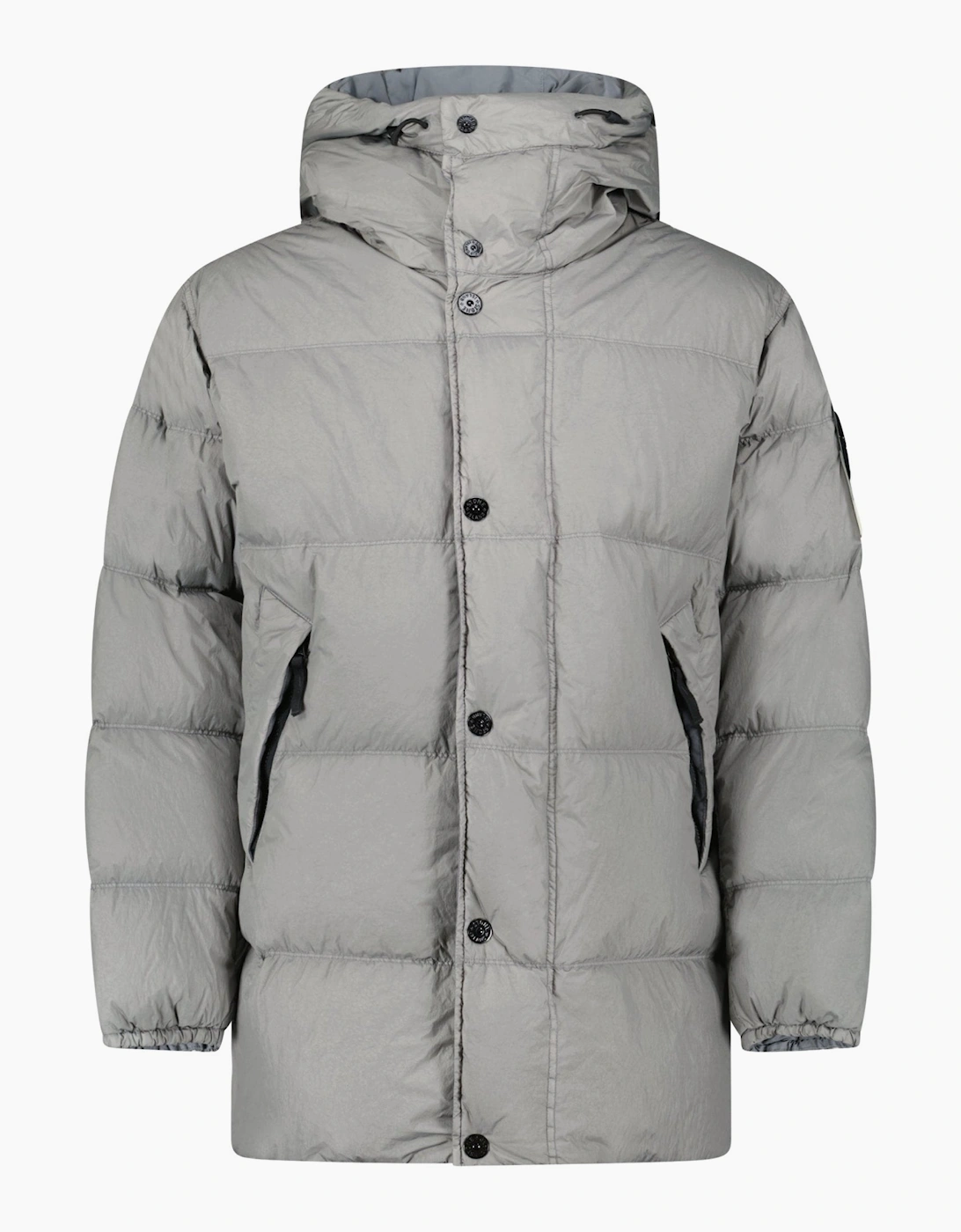 Stone Island Hooded Down Crinkle Reps NY Jacket in Cement
