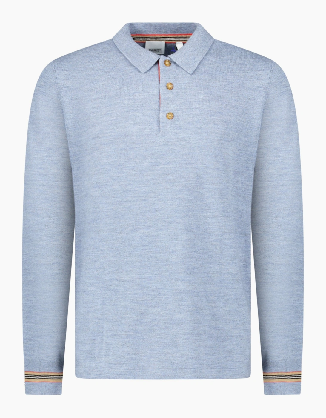 Burberry 'Pace' Signature Stripe Wool Polo Mid Blue