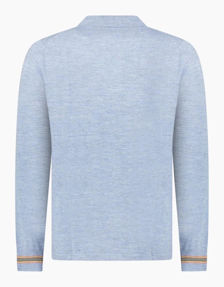 Burberry 'Pace' Signature Stripe Wool Polo Mid Blue