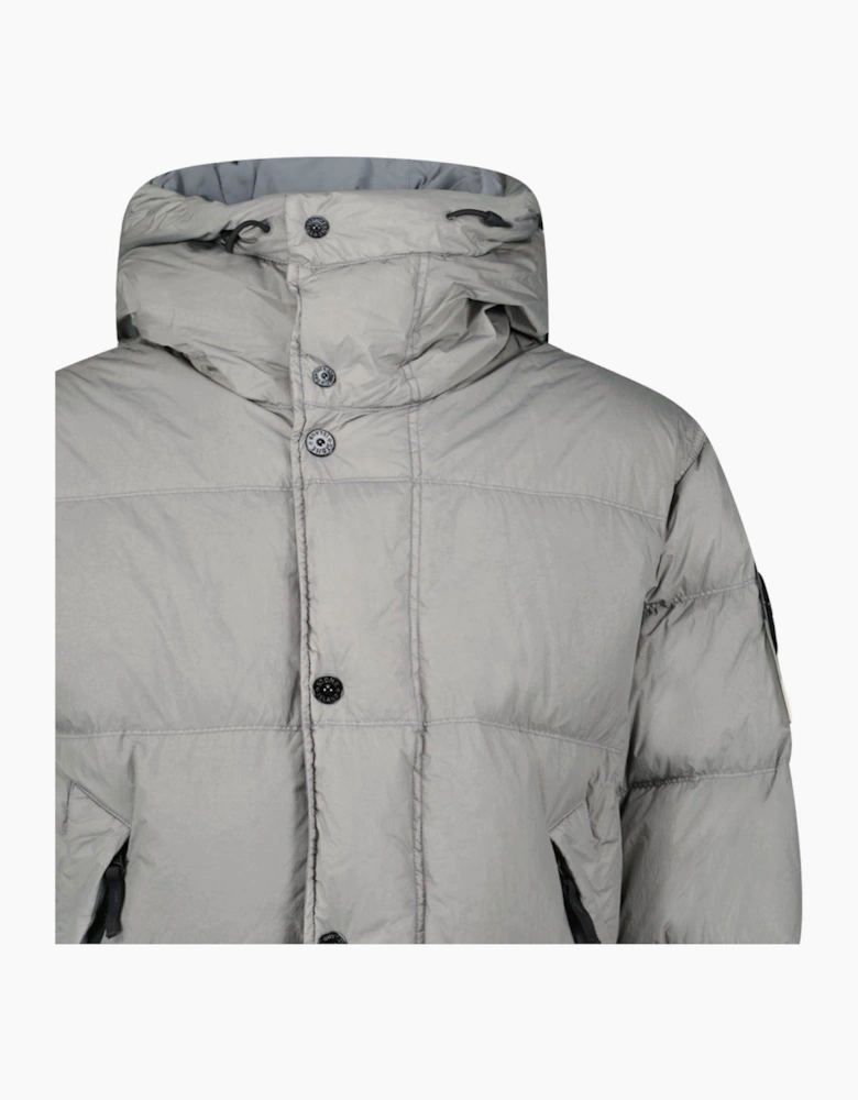 Stone Island Hooded Down Crinkle Reps NY Jacket in Cement