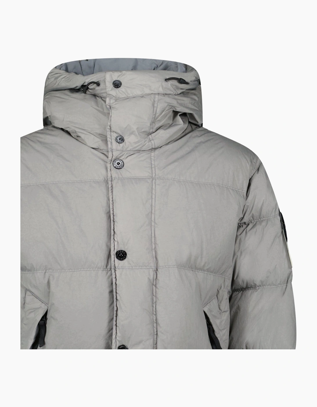 Stone Island Hooded Down Crinkle Reps NY Jacket in Cement