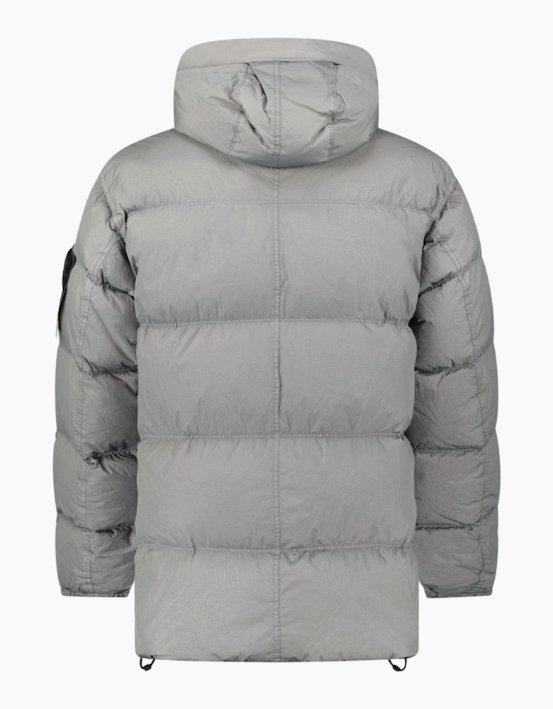 Stone Island Hooded Down Crinkle Reps NY Jacket in Cement