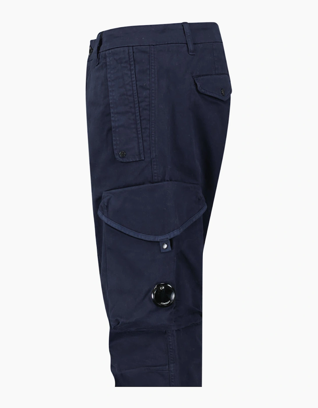 CP Company Stretch Sateen Ergonomic Lens Cargo Pants in Navy