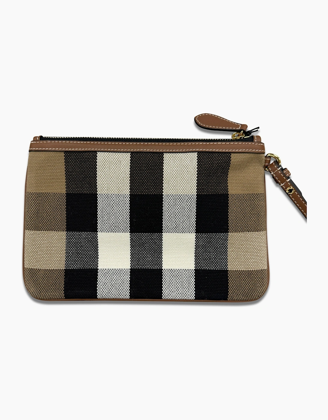 Burberry Peyton Check Wristlet Taupe Brown