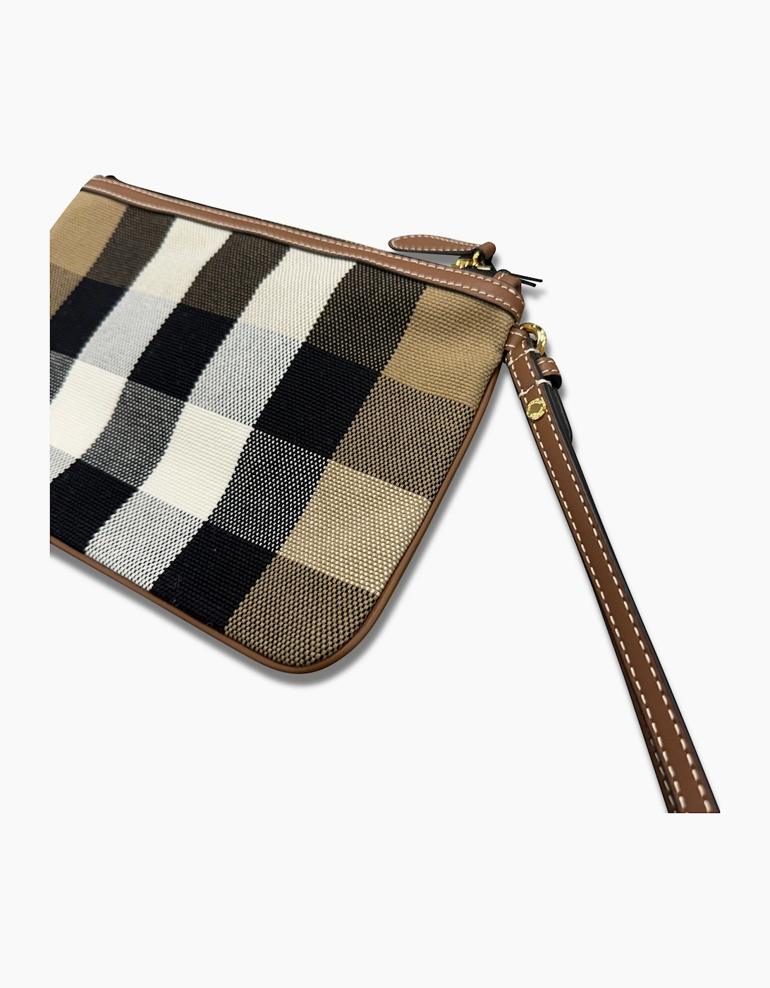 Burberry Peyton Check Wristlet Taupe Brown
