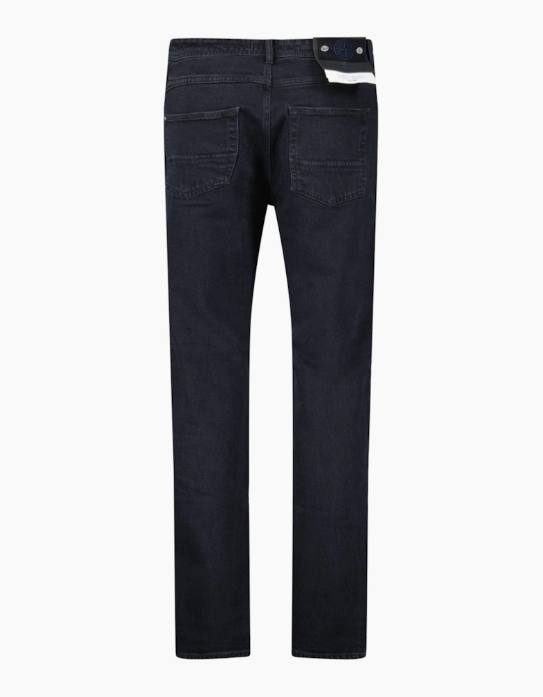 Stone Island Blue Rinsed Buttoned Indigo Denim Jeans Black