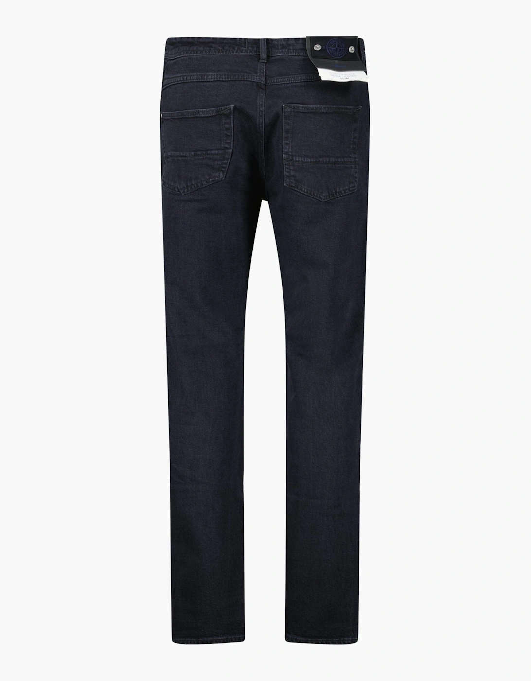 Stone Island Blue Rinsed Buttoned Indigo Denim Jeans Black
