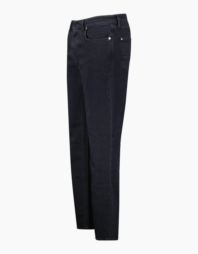 Stone Island Blue Rinsed Buttoned Indigo Denim Jeans Black
