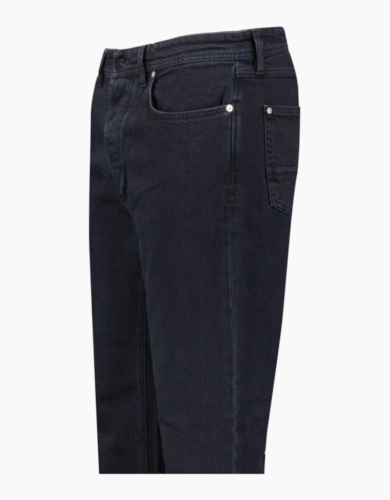Stone Island Blue Rinsed Buttoned Indigo Denim Jeans Black