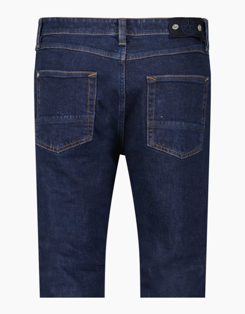 Stone Island Blue Rinsed Buttoned Indigo Denim Jeans Blue