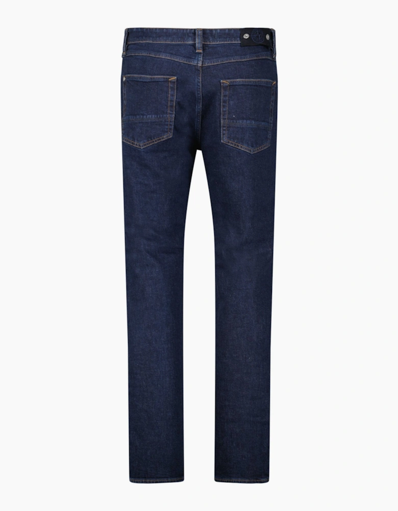 Stone Island Blue Rinsed Buttoned Indigo Denim Jeans Blue
