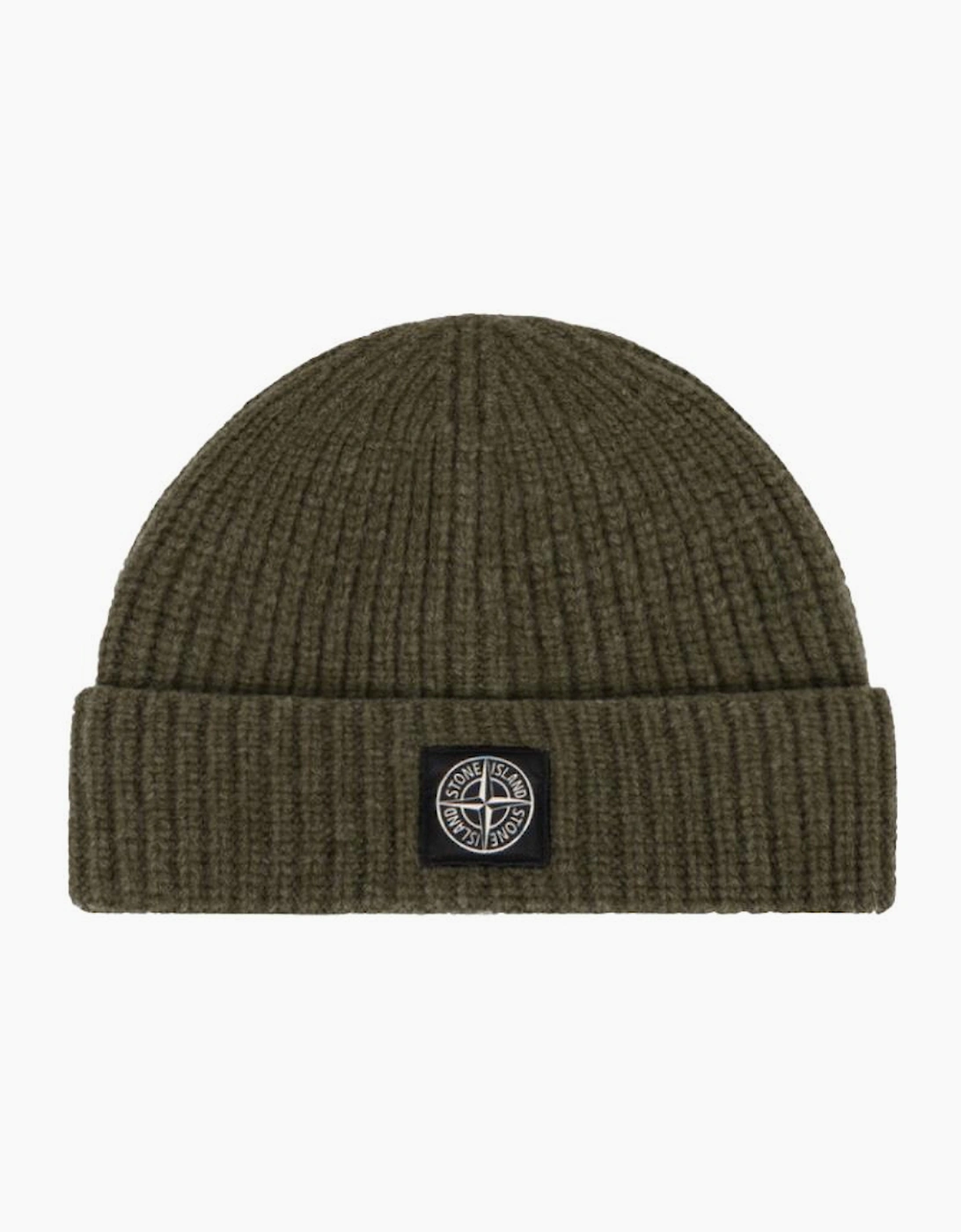 Stone Island Men's Green Rws Geelong Wool Beanie Military