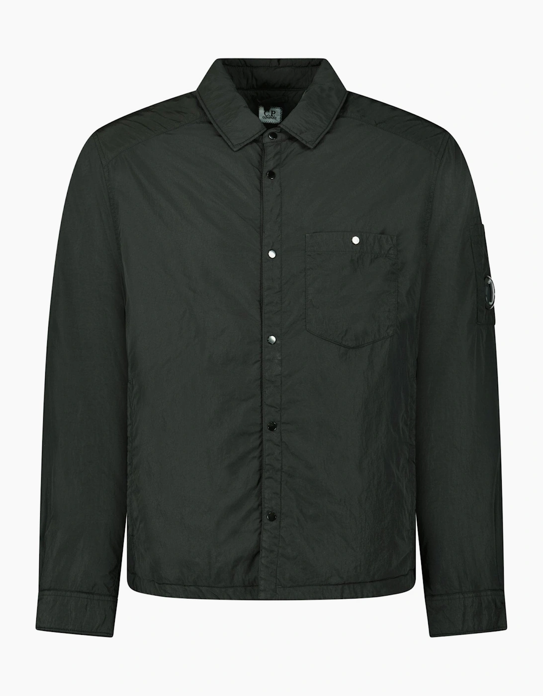 Cp Company Men's Black Nylon Button Up Lens Overshirt  - Size 42/Regular