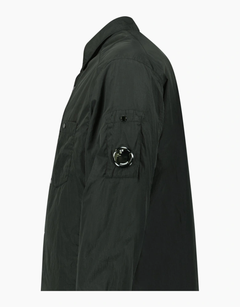 CP Company Nylon Button Up Lens Overshirt in Black