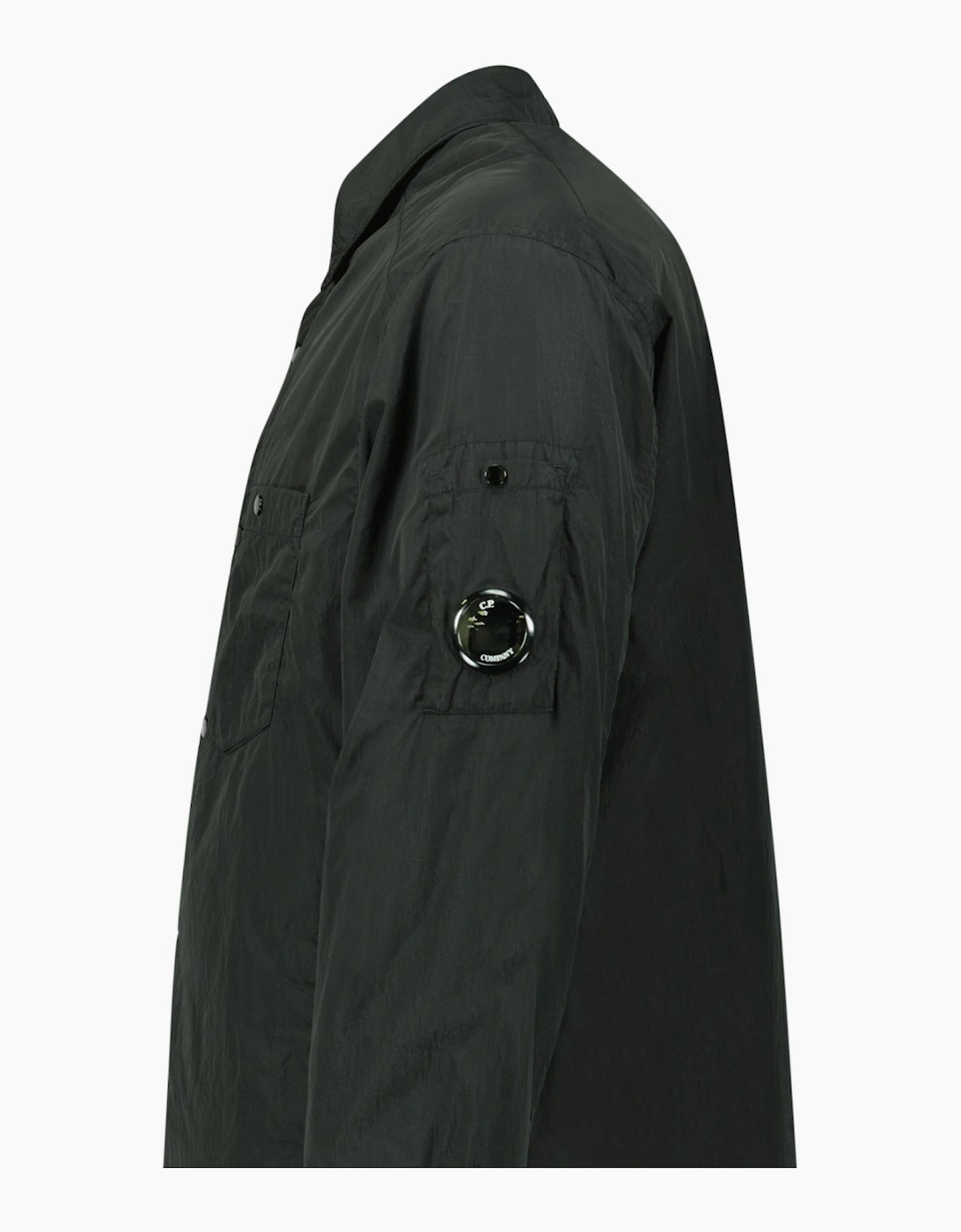 CP Company Nylon Button Up Lens Overshirt in Black