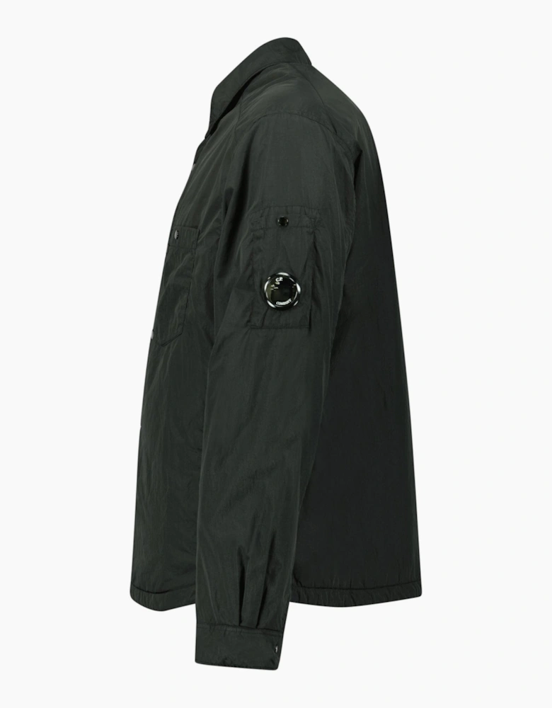 CP Company Nylon Button Up Lens Overshirt in Black