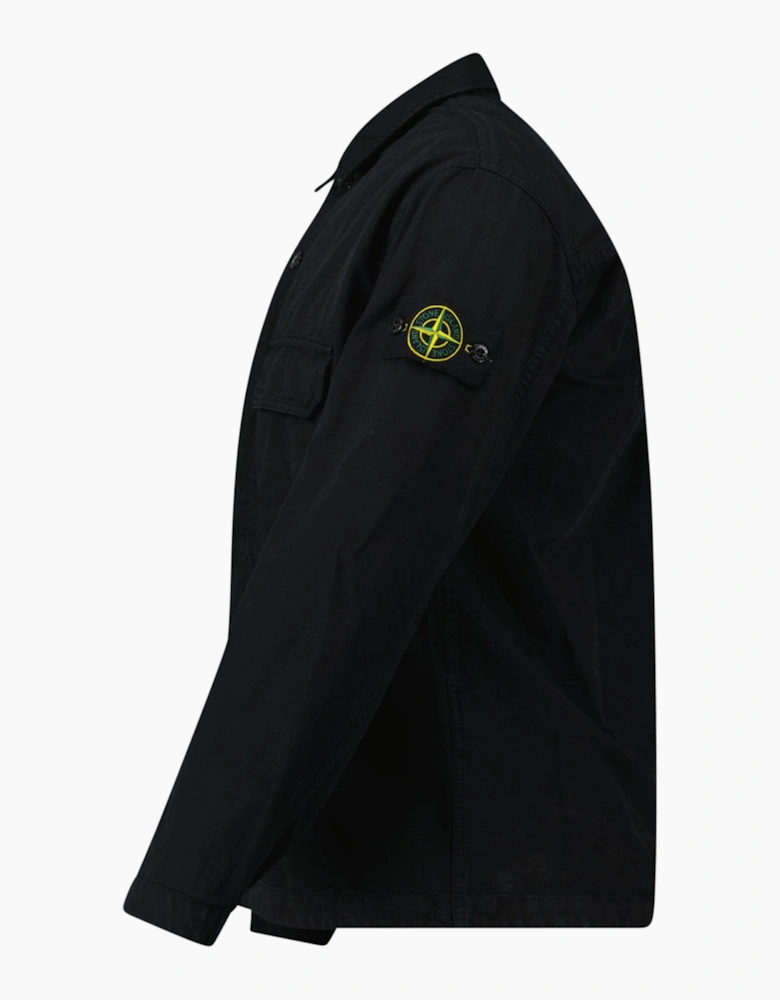 Stone Island Organic Cotton Ripstop Overshirt in Black