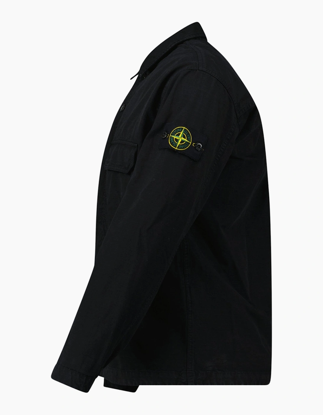 Stone Island Organic Cotton Ripstop Overshirt in Black