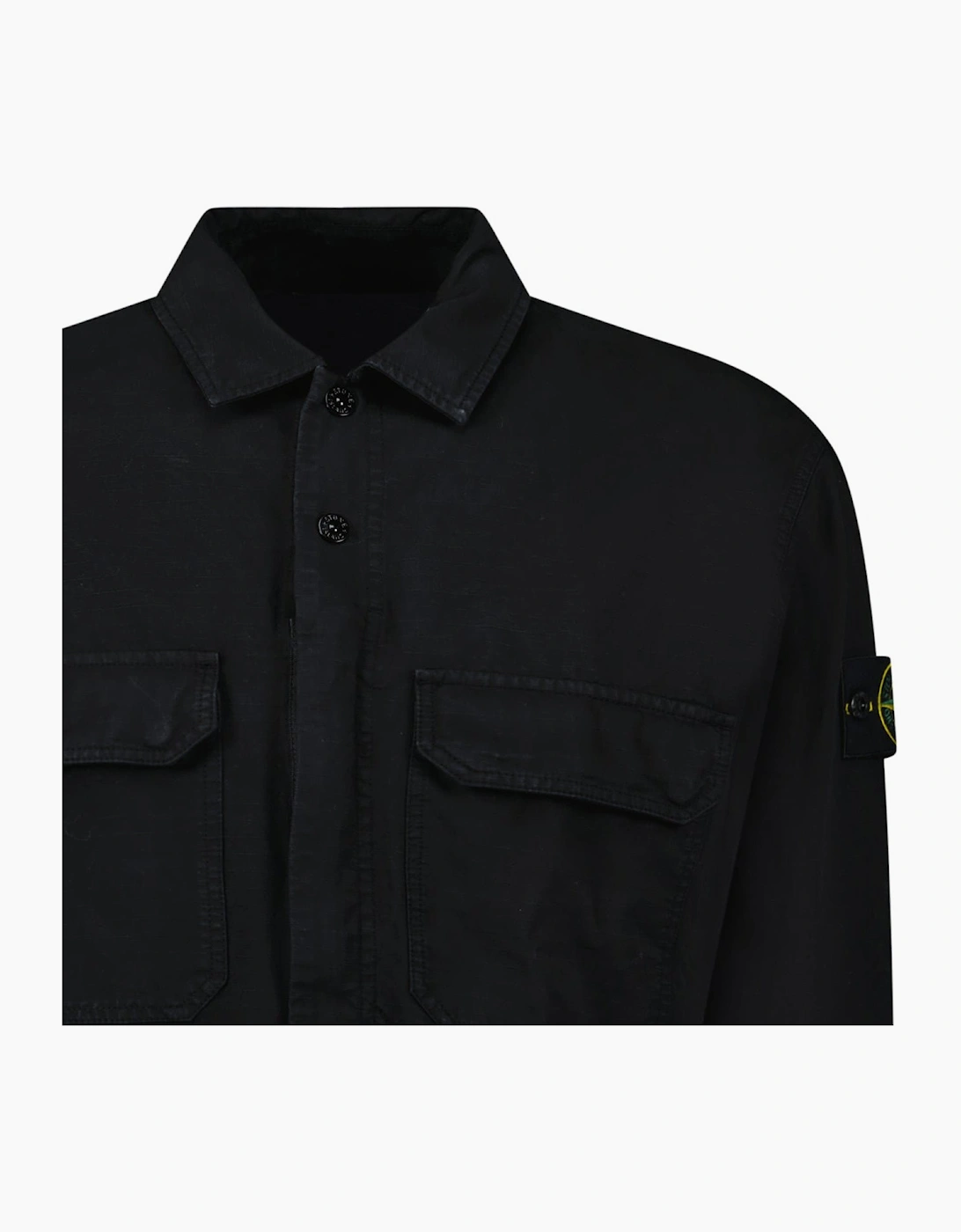 Stone Island Organic Cotton Ripstop Overshirt in Black