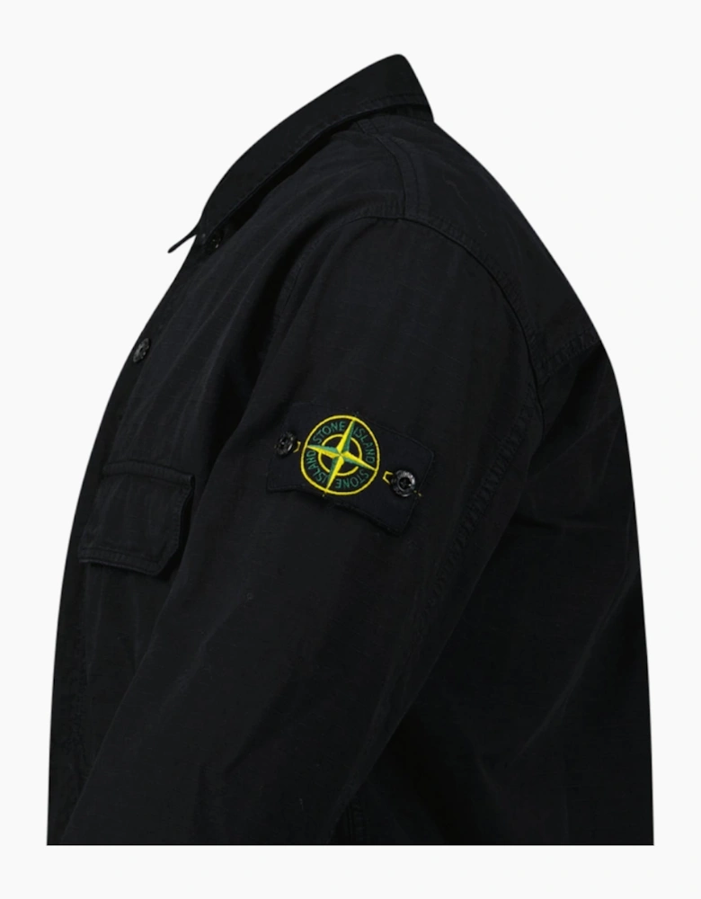 Stone Island Organic Cotton Ripstop Overshirt in Black