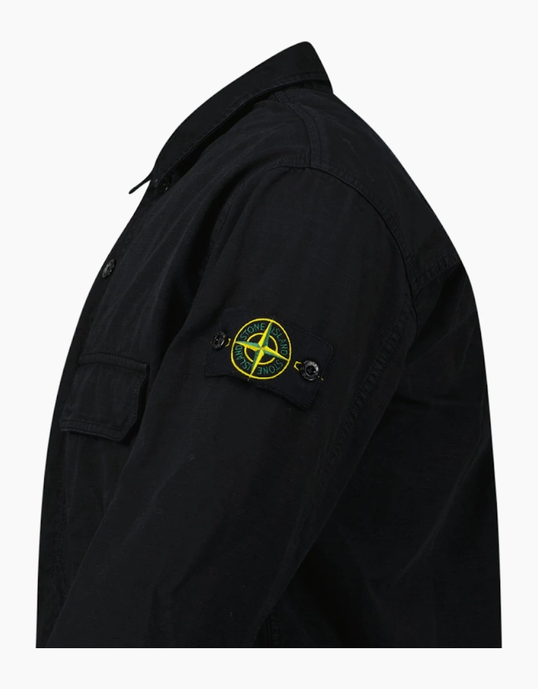 Stone Island Organic Cotton Ripstop Overshirt in Black