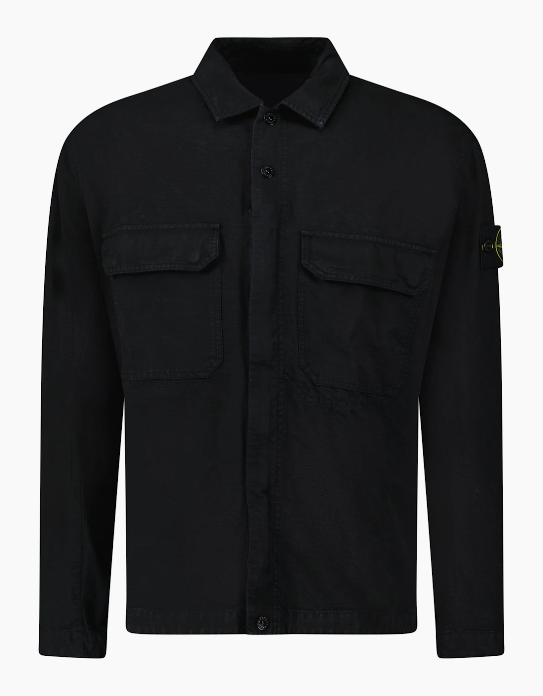 Stone Island Organic Cotton Ripstop Overshirt in Black