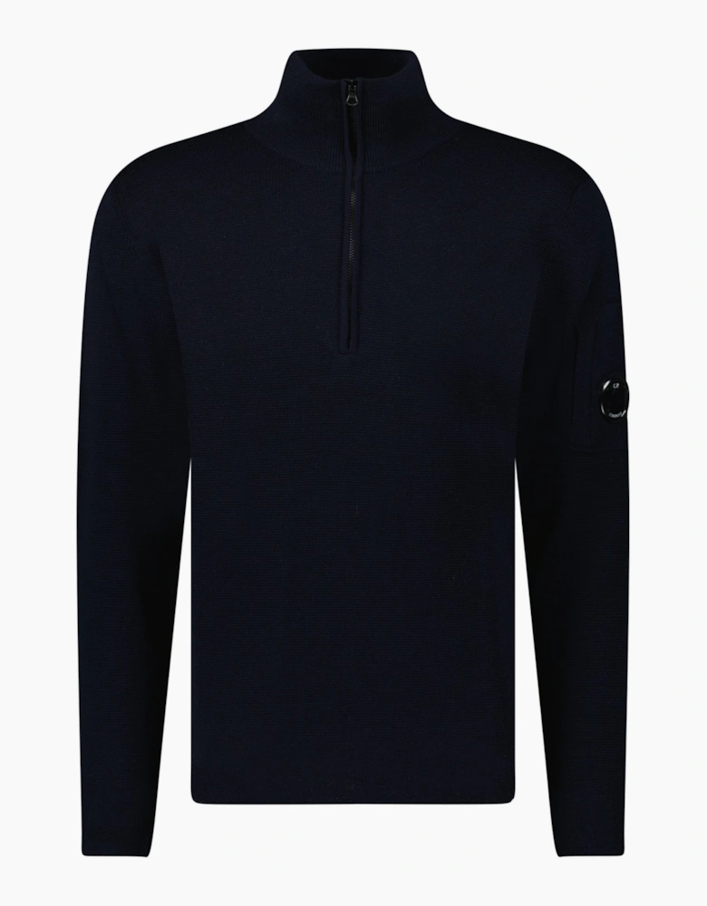 CP Company Re-Wool Half Lens Zip Sweater Navy