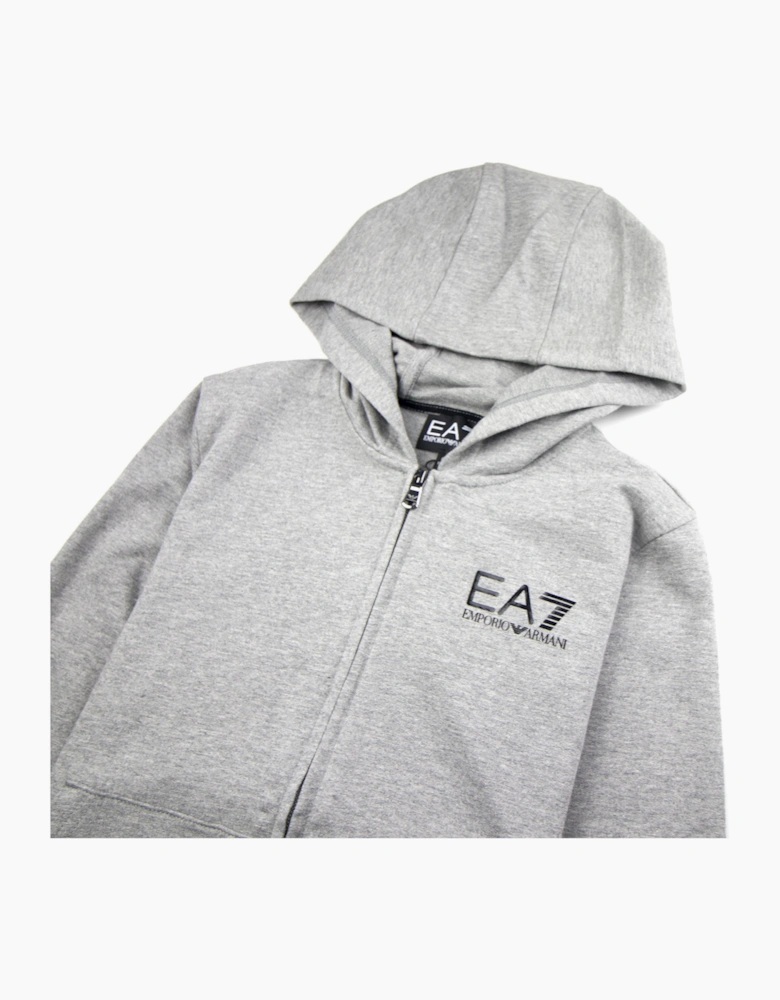 EA7 Junior Chest Logo Zip Up Hoody Grey