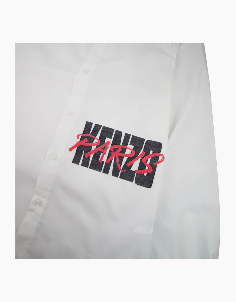 Kenzo Script Logo Long Sleeve Shirt White