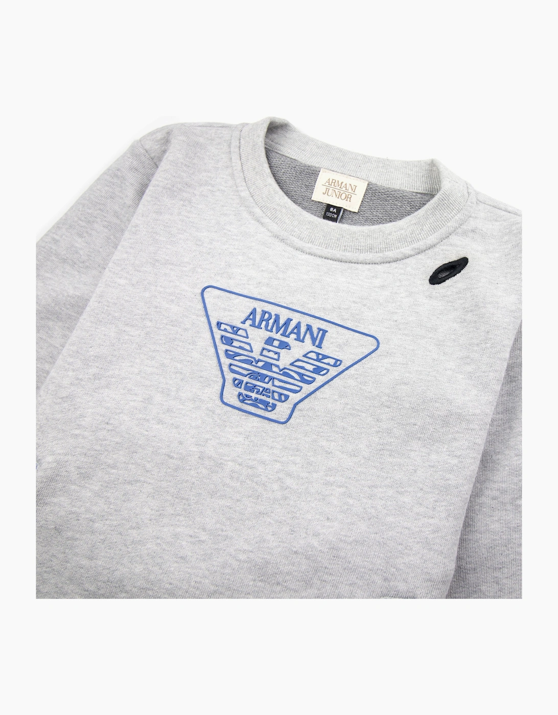 Armani Junior Eagle Logo Zip Sweatshirt Light Grey