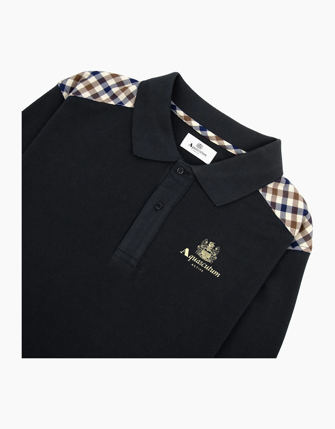 Aquascutum Stripes Piquet L/s Polo Black 16