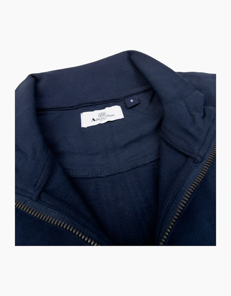 Aquascutum Small Logo Quarter Zip Navy 11