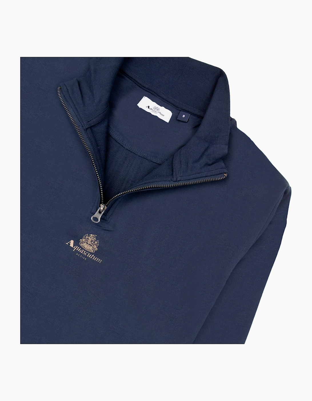 Aquascutum Small Logo Quarter Zip Navy 11