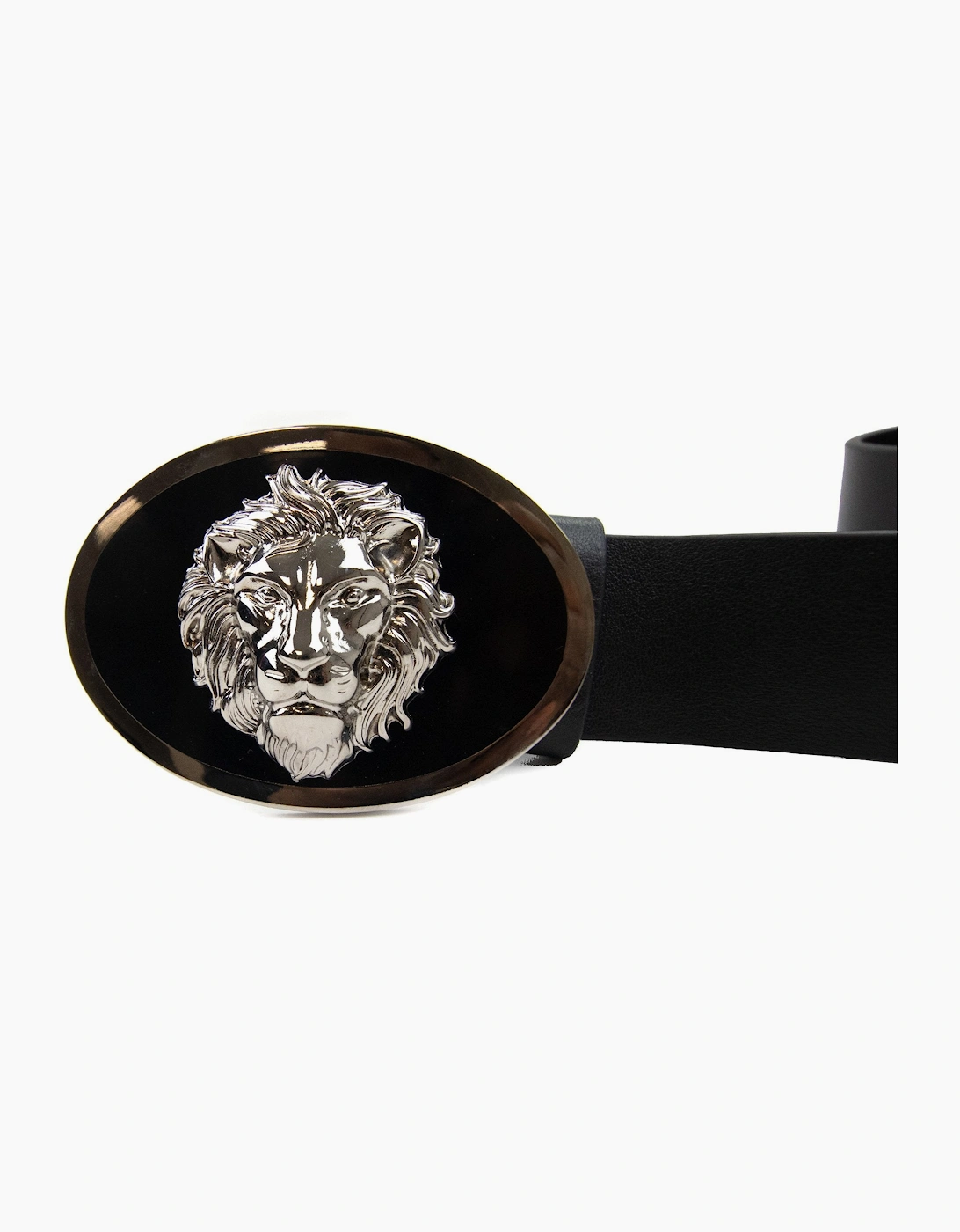 Versace Versus Oval Lion Buckle Belt Black