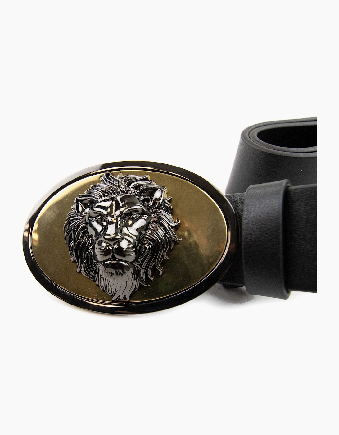 Versace Versus Oval Lion Head Buckle Belt Black