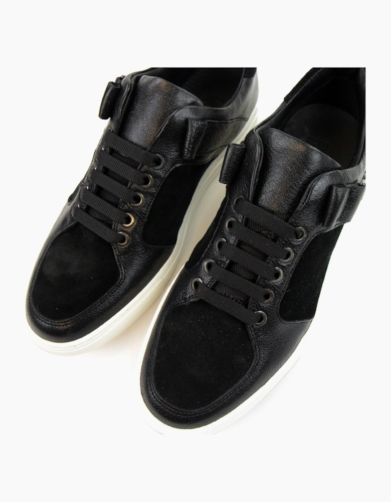 Versace Collection Leather & Suede Sneakers Black/white